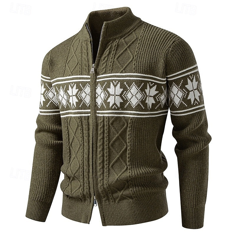 Halloran | Men's Fair Isle Zip Front Cardigan - Image 4