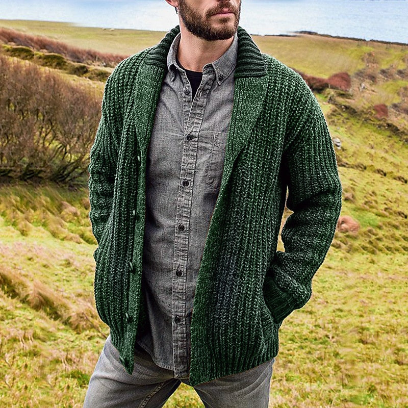 Osric | Men's Shawl Collar Knit Cardigan - Image 3