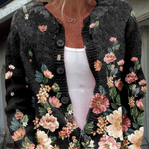 Saevra | Women's Floral Print Button Front Cardigan