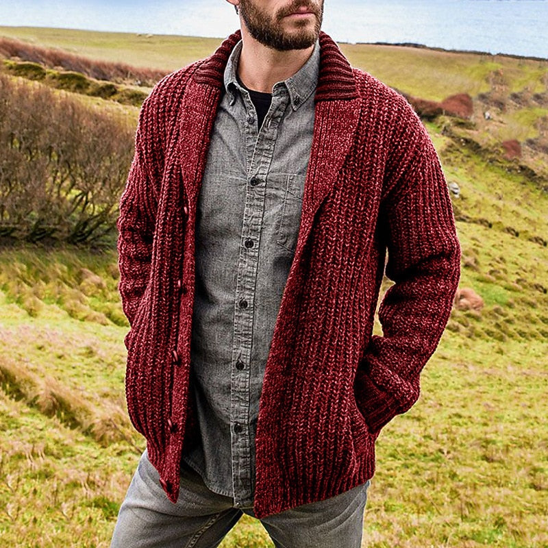 Osric | Men's Shawl Collar Knit Cardigan - Image 4