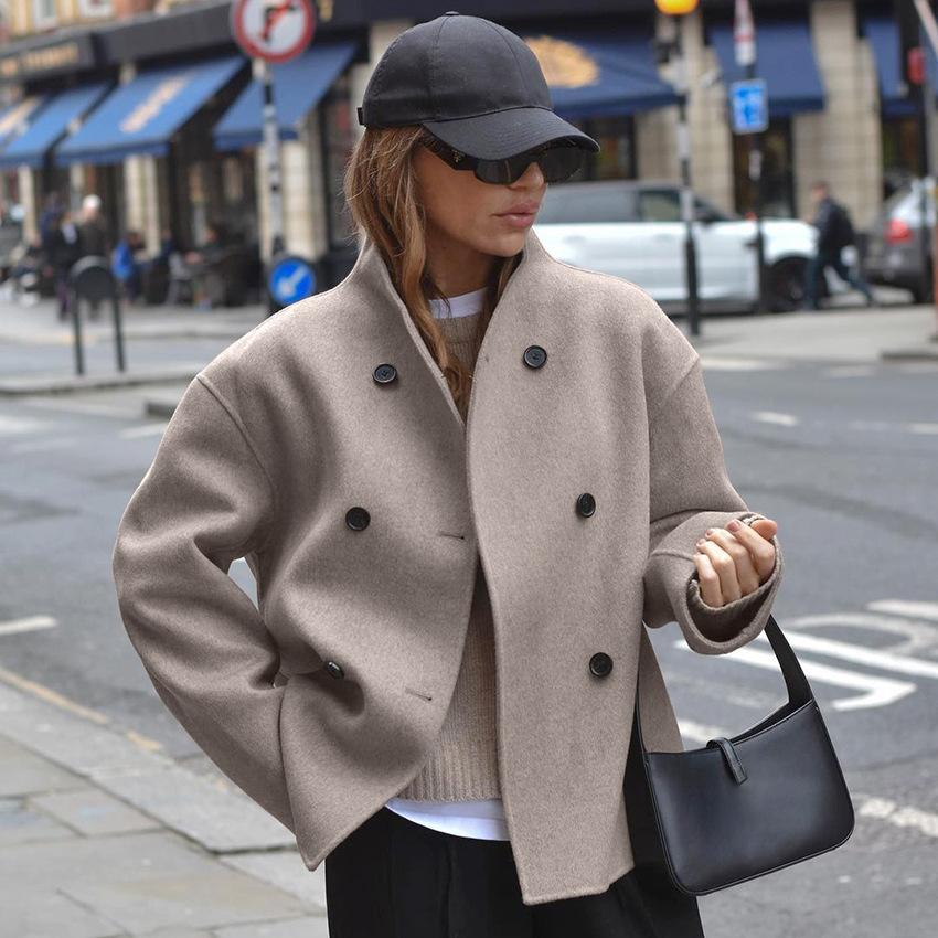 Margot | Women's Double Breasted Wool Jacket with Stand Collar