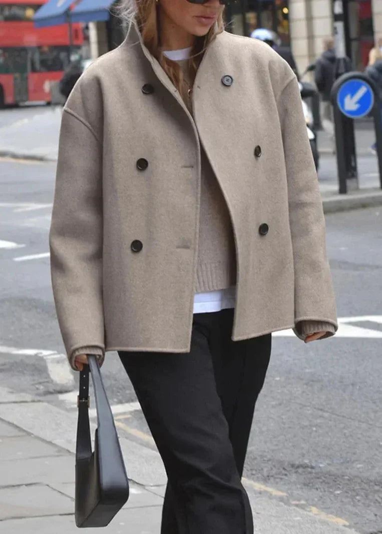 Margot | Women's Double Breasted Wool Jacket with Stand Collar - Image 4