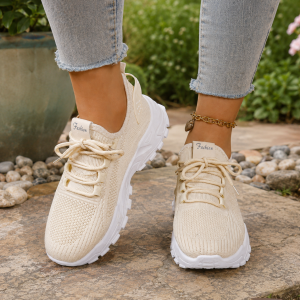 Florence | Women's Knit Lace Up Sneakers with Thick Sole