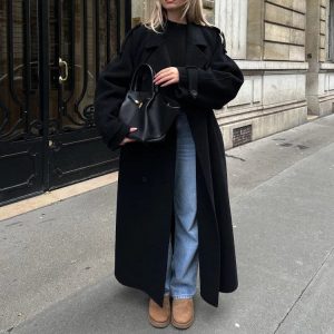 Helena | Women's Longline Wool Trench Coat with Double Breasted Belt