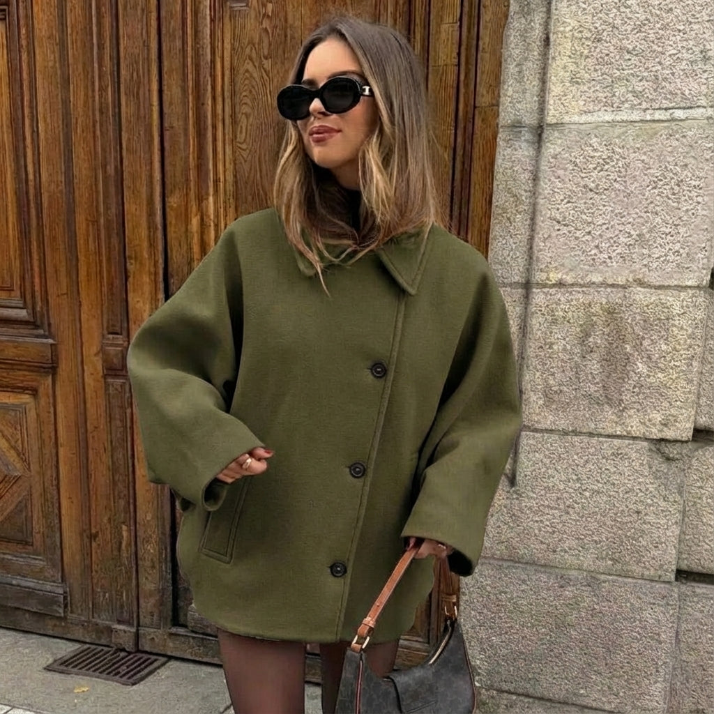 Camille | Women's Oversized Wool Jacket with Turn Down Collar