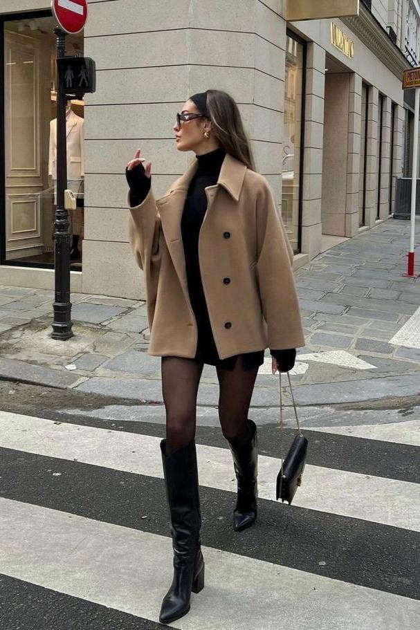 Camille | Women's Oversized Wool Jacket with Turn Down Collar - Image 3