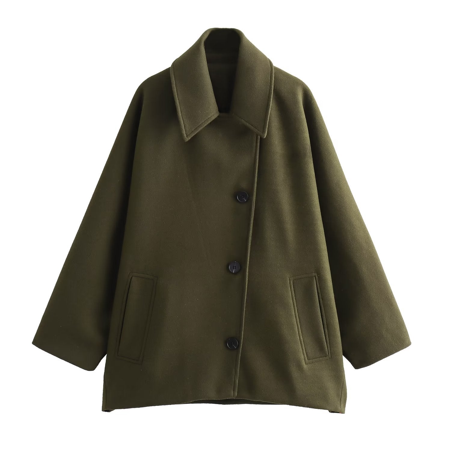 Camille | Women's Oversized Wool Jacket with Turn Down Collar - Image 6
