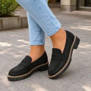 Clara | Women's Stitched Penny Loafers with Lug Sole