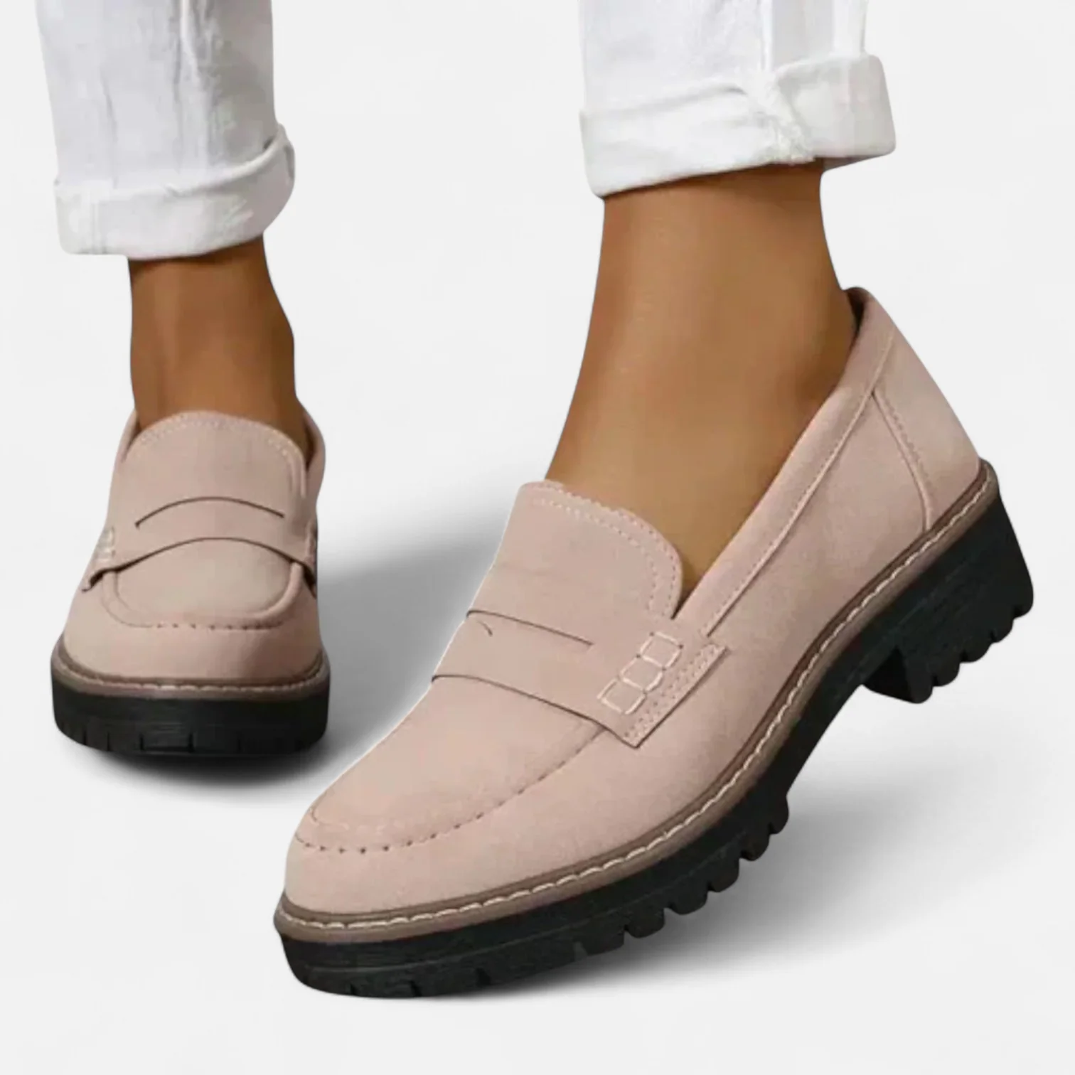 Clara | Women's Stitched Penny Loafers with Lug Sole - Image 3