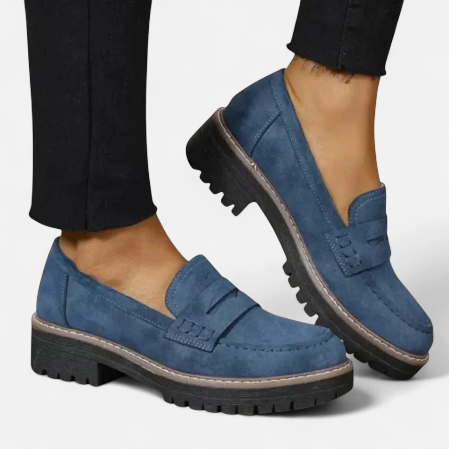 Clara | Women's Stitched Penny Loafers with Lug Sole - Image 4