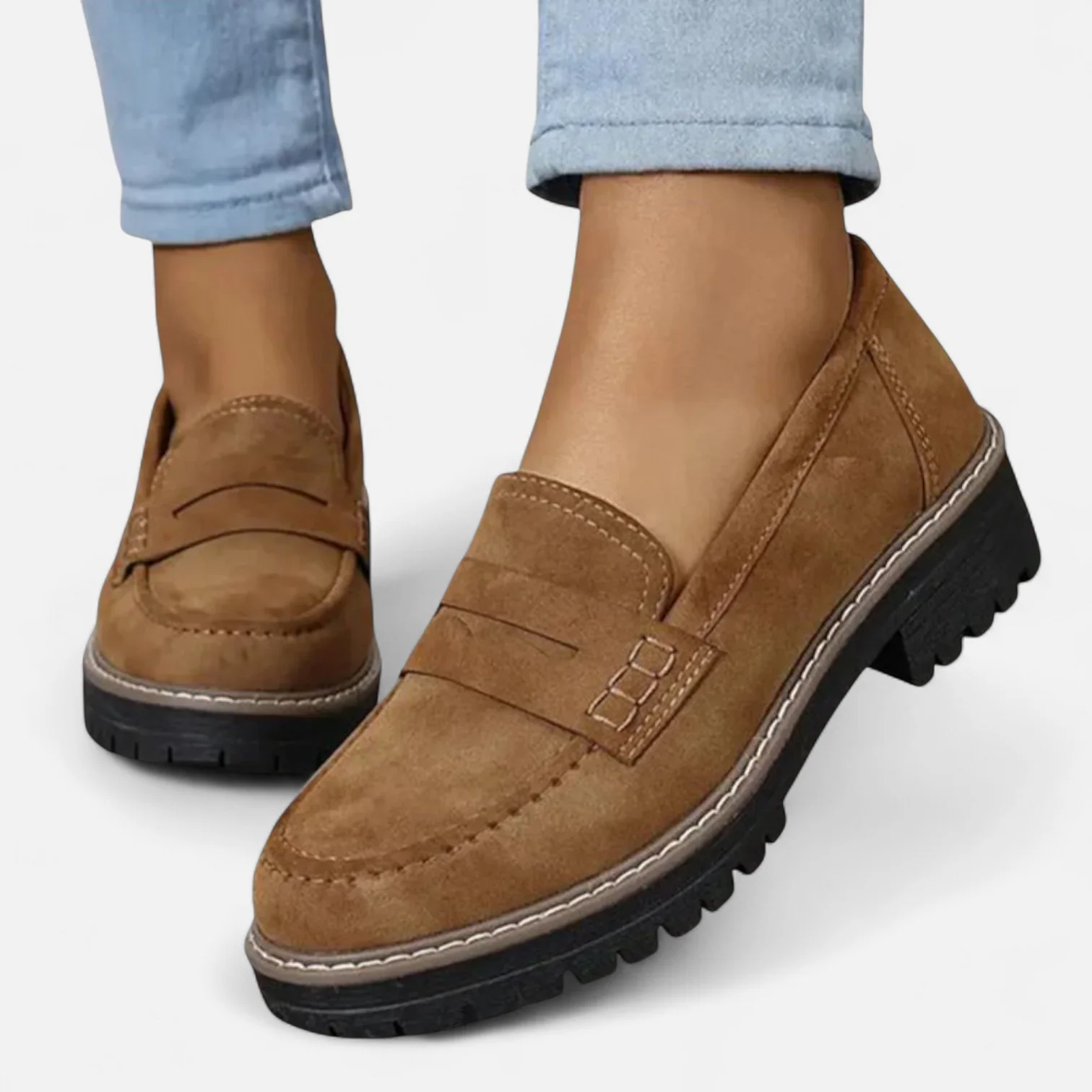 Clara | Women's Stitched Penny Loafers with Lug Sole - Image 5