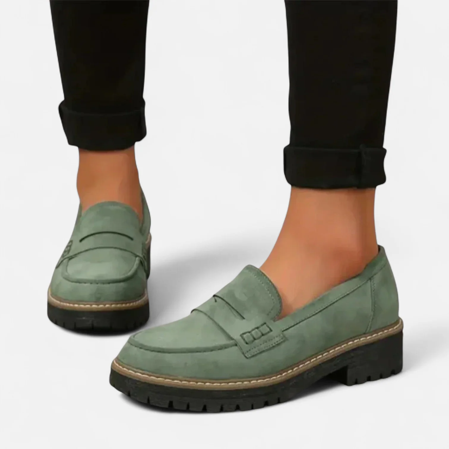 Clara | Women's Stitched Penny Loafers with Lug Sole - Image 6