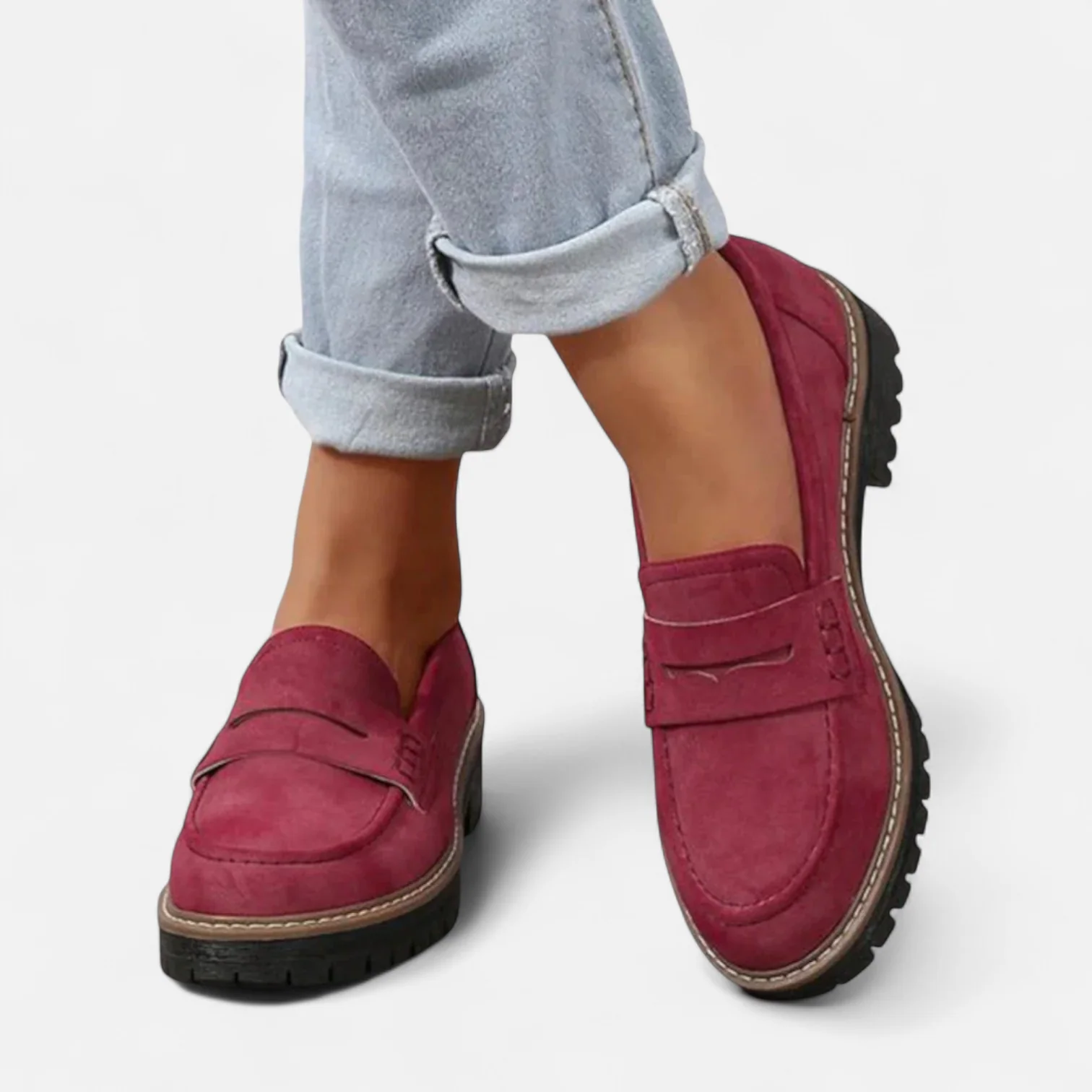 Clara | Women's Stitched Penny Loafers with Lug Sole - Image 7