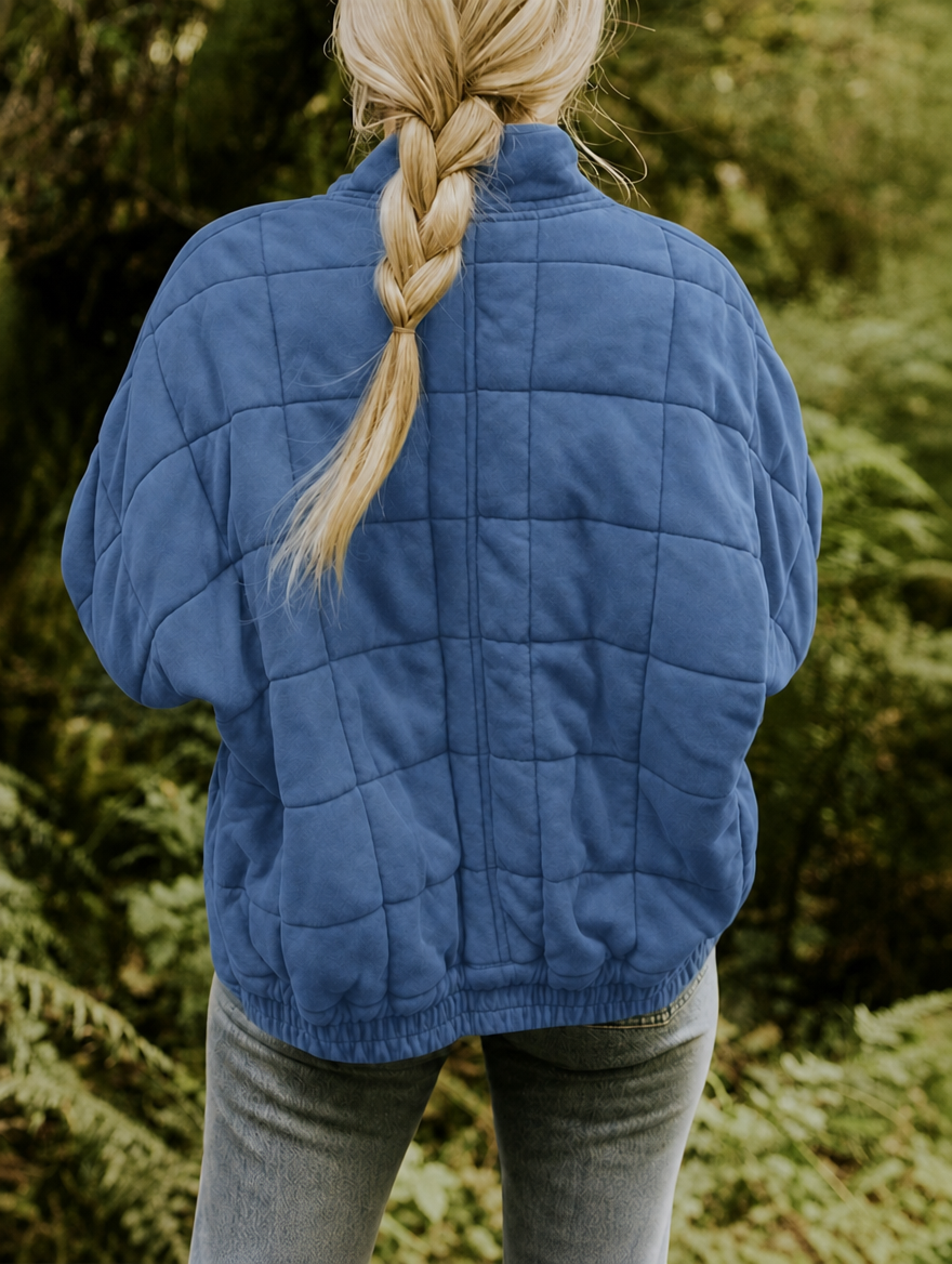 Solvane | Women's Quilted Zip Front Jacket with Stand Collar - Image 6