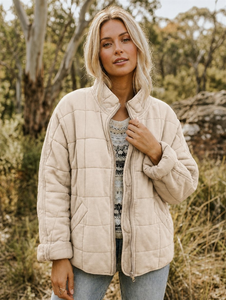 Solvane | Women's Quilted Zip Front Jacket with Stand Collar - Image 7