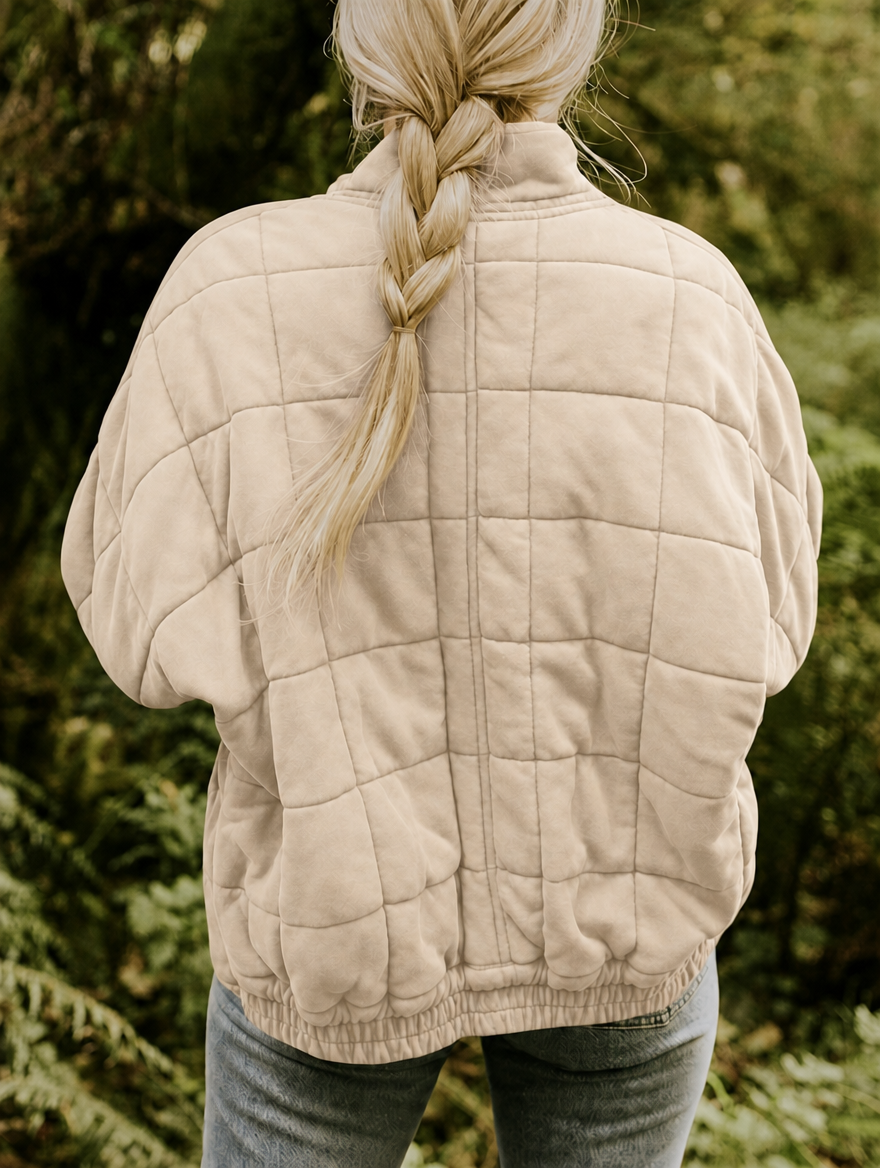 Solvane | Women's Quilted Zip Front Jacket with Stand Collar - Image 9