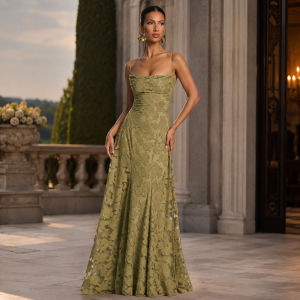 Juliette | Women's Ruched Floral Maxi Dress with Spaghetti Straps