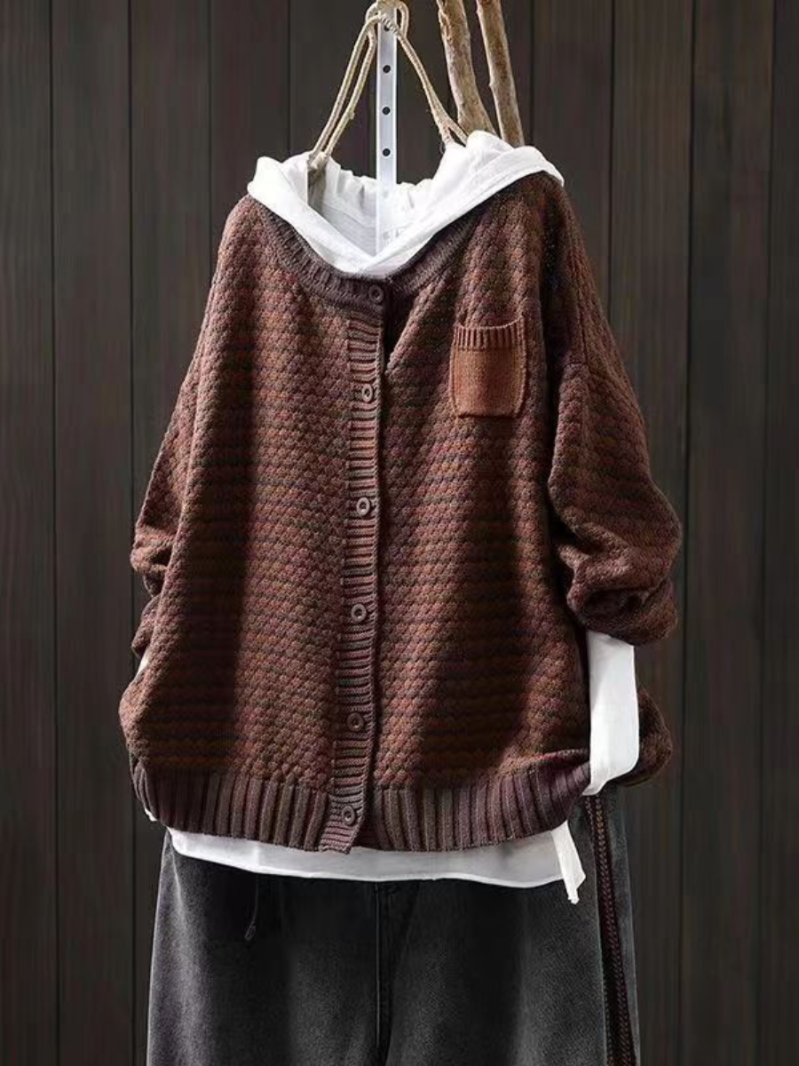 Auvren | Women's Waffle Knit Button Front Cardigan