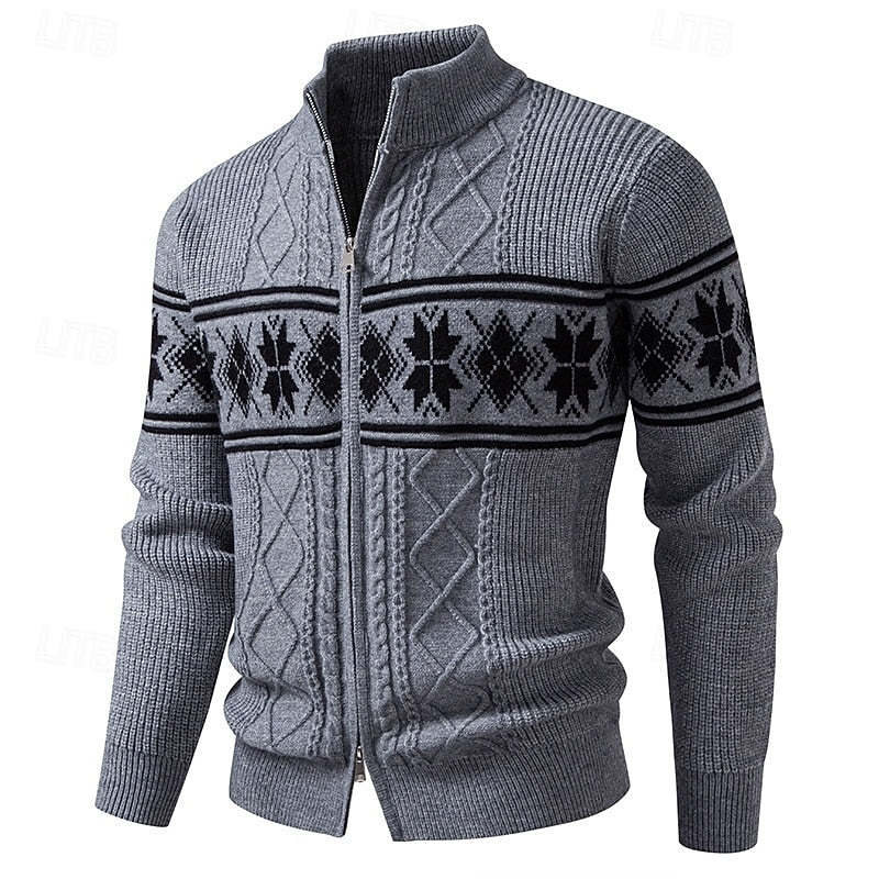 Halloran | Men's Fair Isle Zip Front Cardigan - Image 5