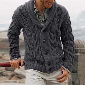Kavanagh | Men's Cable Knit Shawl Collar Cardigan