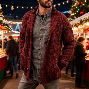 Alternative view of Osric | Men's Shawl Collar Knit Cardigan